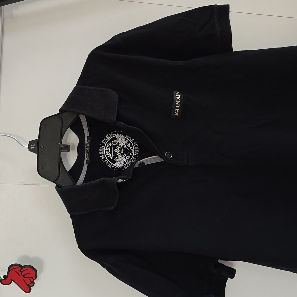 Balmain-golden Logo 100%Cotton Polo Shirt - Picture 4 of 9